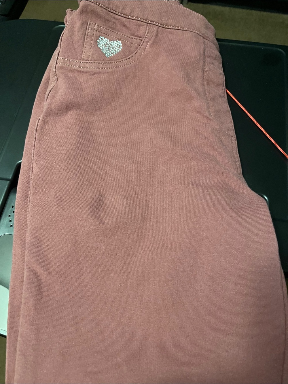 Quacker Factory Dusty Rose Cropped Ankle Pants with Rhinestone Heart